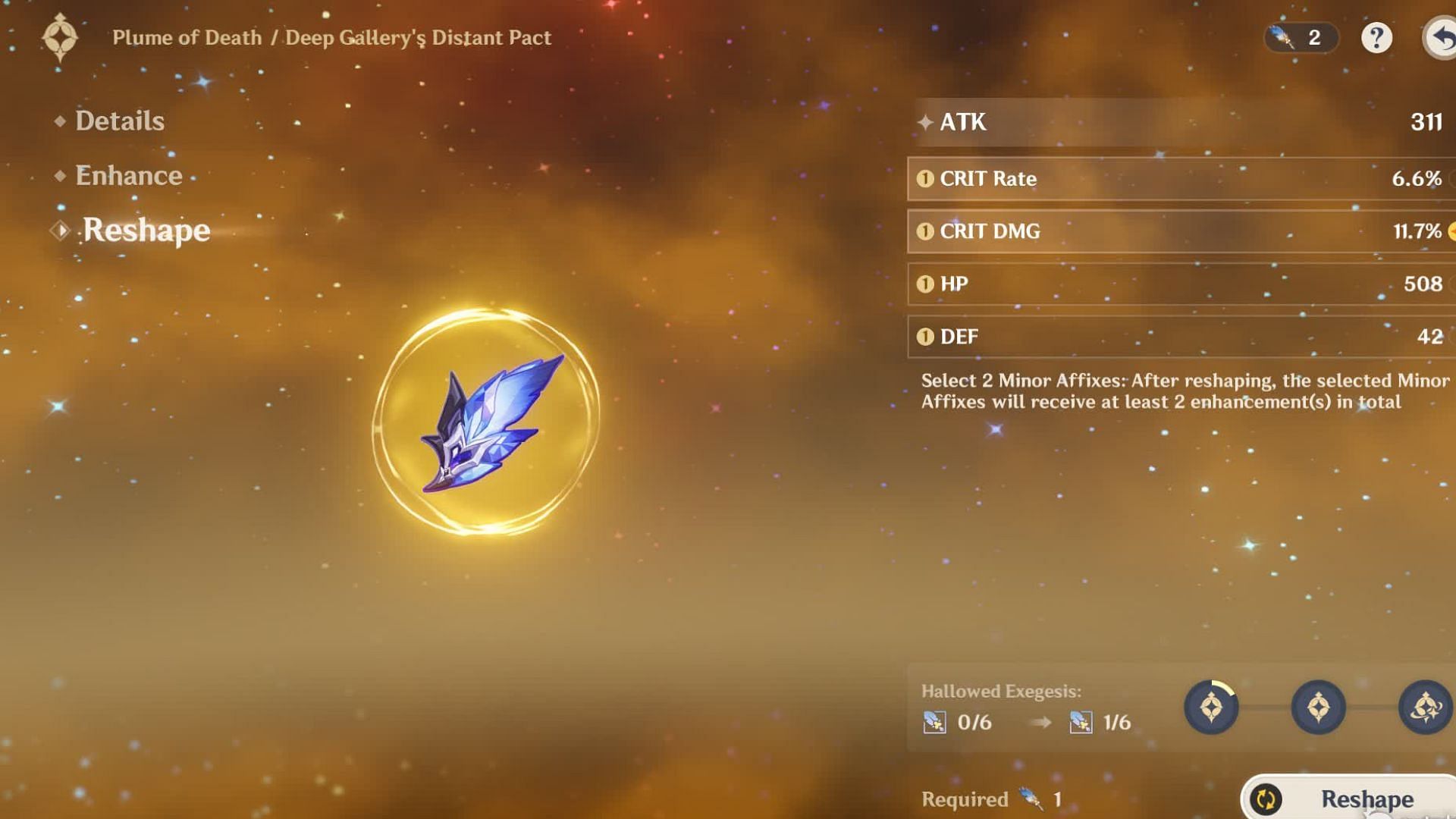 Changing artifact sub-stats by using the Dust of Enlightenment (Image via HoYoverse)